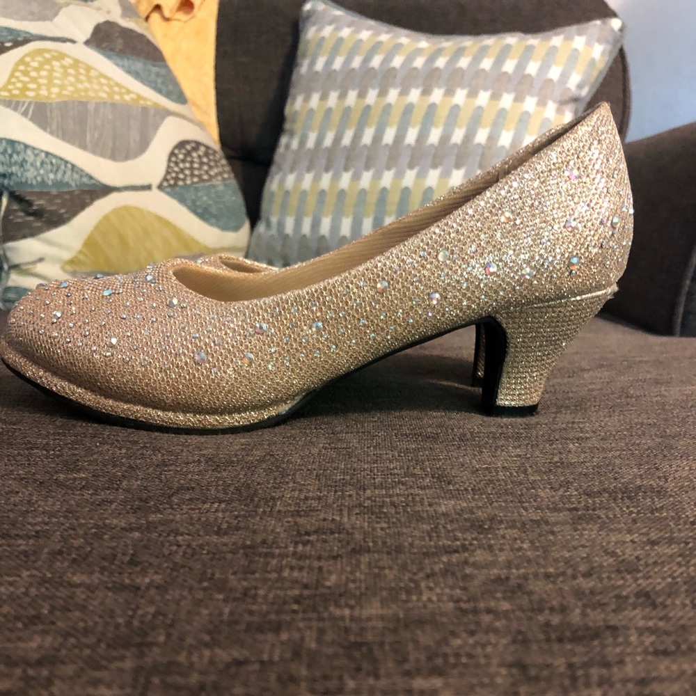 Gold sparkly heels